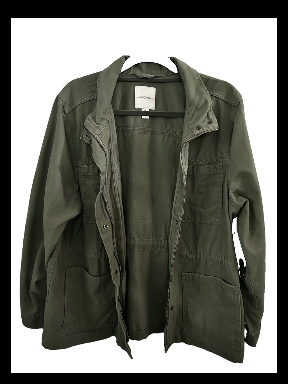 Vintage America Olive Green Military Field Jacket XL For Women